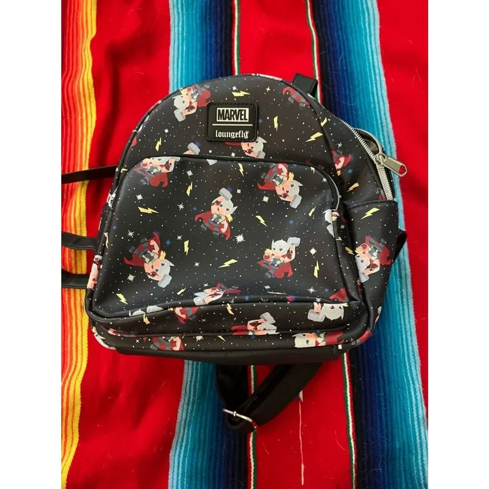 Loungefly Marvel Mini Backpack in Black with Red and Yellow Accents